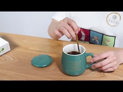 Tasse à café en céramique réutilisable 7x9cm, style médecine traditionnelle chinoise, avec cuillère